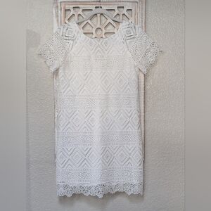 Madewell shift dress size 0 white eyelet overlay classic boho summer casual